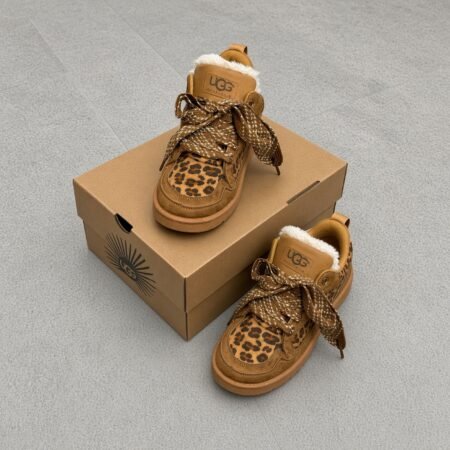 Damskie sneakersy ocieplane z futerkiem – brązowe w panterkę