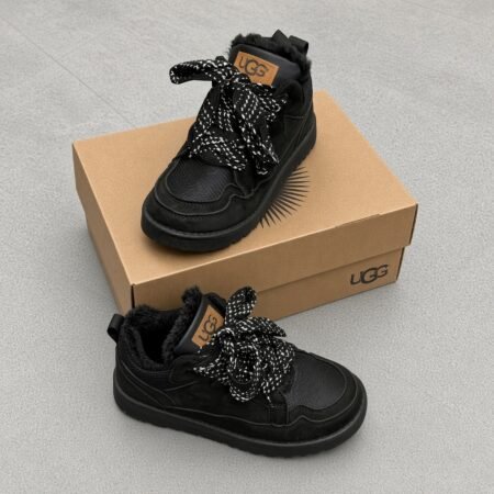 Czarne sneakersy damskie ocieplane futerkiem